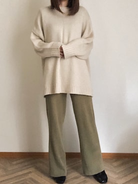「リブニットパンツ」｜risa68さん（レディース・158cm）の秋コーディネート