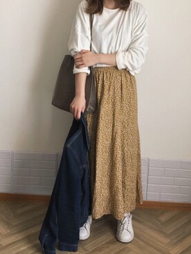 「158cm」｜「アイテム（デニムジャケット）」を使った、risa68さん（レディース・158cm）の春コーディネート