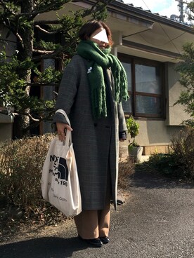 「niko and...（ニコアンド）のアイテム（チェスターコート）」を使った、kaori_hinataさん（レディース・153cm）の冬コーディネート