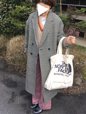 「niko and...（ニコアンド）のアイテム（チェスターコート）」を使った、kaori_hinataさん（レディース・153cm）の冬コーディネート