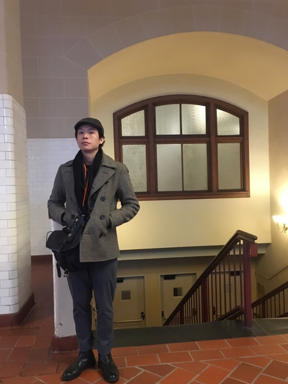 「ootd、winter、冬コーデ、newyork、Taiwan、台灣、coat、travel」｜「POLO RALPH LAURENのアイテム（ダッフルコート、ブラウン系）」を使った、均伯さん（メンズ・171cm）の冬コーディネートの1枚目の写真