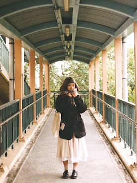 「niko and...（ニコアンド）のアイテム（ノーカラージャケット）」を使った、ZoYiさん（レディース・153cm）の冬コーディネート