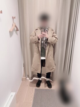 「ロールアップ」｜「アイテム（ステンカラーコート）」を使った、mitu2116さん（メンズ・170cm）の冬コーディネート