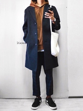「アンクルパンツ」｜「アイテム（チェスターコート）」を使った、Rinさん（メンズ・175cm）の秋コーディネート
