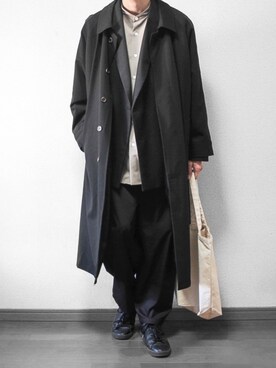 Rinさんの「loose soutien collar long coat/ルーズステンカラーコート」を使ったコーディネート
