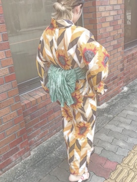 「ひまわり」｜「アイテム（浴衣）」を使った、miさん（レディース・156cm）の夏コーディネート
