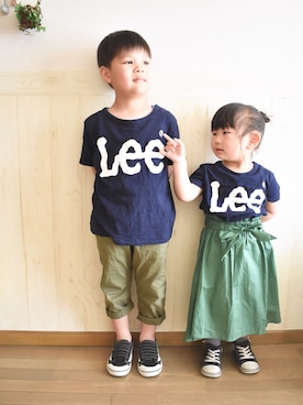 「Lee（リー）のアイテム（Tシャツ/カットソー）」を使った、𝕽̤͓inon＊゜さん（キッズ・110cm）の春コーディネート