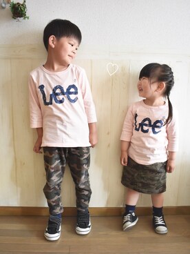 「Lee（リー）のアイテム（Tシャツ/カットソー）」を使った、𝕽̤͓inon＊゜さん（キッズ・110cm）の春コーディネート