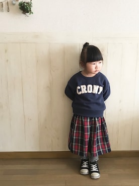 「handmade」｜「アイテム（スウェット）」を使った、𝕽̤͓inon＊゜さん（キッズ・90cm）の秋コーディネート