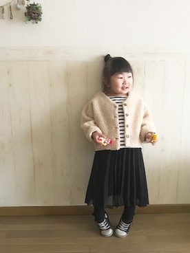「アイテム（スカート）」を使った、𝕽̤͓inon＊゜さん（キッズ・90cm）の秋コーディネート