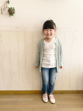「GLOBAL WORK（グローバルワーク）のアイテム（シューズ）」を使った、𝕽̤͓inon＊゜さん（キッズ・110cm）の春コーディネート