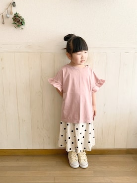 「フリルトップス」｜「アイテム（スカート）」を使った、𝕽̤͓inon＊゜さん（キッズ・110cm）の春コーディネート