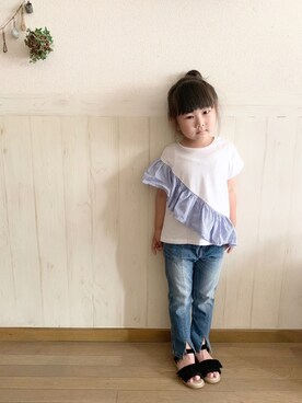 「RADCHAP（ラッドチャップ）のアイテム（サンダル）」を使った、𝕽̤͓inon＊゜さん（キッズ・110cm）の夏コーディネート