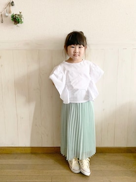 「フリルトップス」｜「アイテム（スカート）」を使った、𝕽̤͓inon＊゜さん（キッズ・110cm）の夏コーディネート