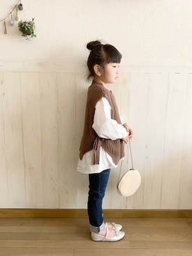 「GLOBAL WORK（グローバルワーク）のアイテム（シューズ）」を使った、𝕽̤͓inon＊゜さん（キッズ・110cm）の秋コーディネート