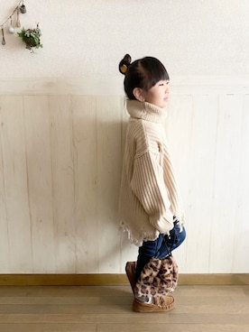 「娘コーデ」｜𝕽̤͓inon＊゜さん（キッズ・110cm）の冬コーディネート