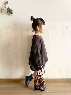 「娘コーデ」｜𝕽̤͓inon＊゜さん（キッズ・110cm）の冬コーディネート