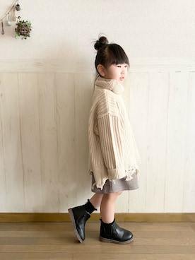 「娘コーデ」｜𝕽̤͓inon＊゜さん（キッズ・110cm）の冬コーディネート