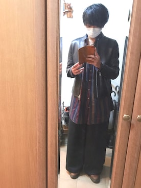 「unrelaxing（アンリラクシング）のアイテム（スラックス）」を使った、kohei さん（メンズ・170cm）の冬コーディネート