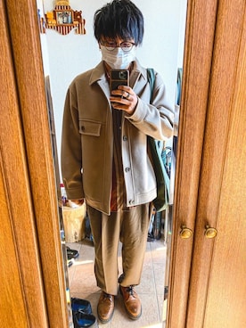 「茶色」｜「アイテム（ブルゾン）」を使った、kohei さん（メンズ・170cm）の冬コーディネート