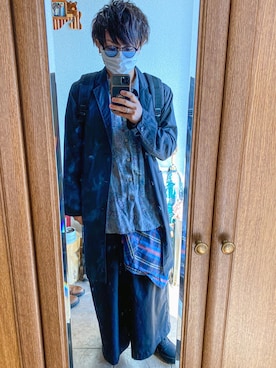 「unrelaxing（アンリラクシング）のアイテム（スラックス）」を使った、kohei さん（メンズ・170cm）の春コーディネート