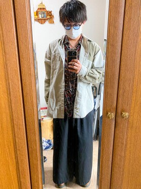 「unrelaxing（アンリラクシング）のアイテム（スラックス）」を使った、kohei さん（メンズ・170cm）の春コーディネート