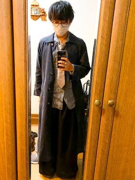 「unrelaxing（アンリラクシング）のアイテム（スラックス）」を使った、kohei さん（メンズ・170cm）の冬コーディネート