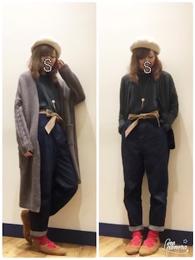 「アイテム（ラッピングキット、レッド系）」を使った、SHIshaMOmo☆さん（レディース・158cm）の冬コーディネート