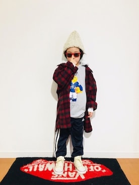「ウールシャツ」｜「アイテム（その他）」を使った、リトさん（キッズ・110cm）の春コーディネート