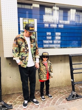 「パパと息子」｜「アイテム（帽子）」を使った、リトさん（キッズ・110cm）の春コーディネート