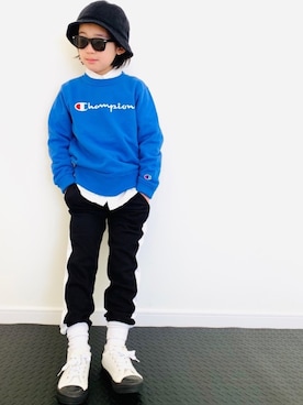 「にゃー」｜「アイテム（スウェット）」を使った、リトさん（キッズ・120cm）の冬コーディネート