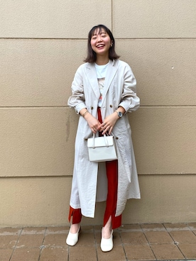 「ローリーズファーム(LOWRYS FARM)」｜「アイテム（チェスターコート）」を使った、yumenoさん（レディース・163cm）の春コーディネート
