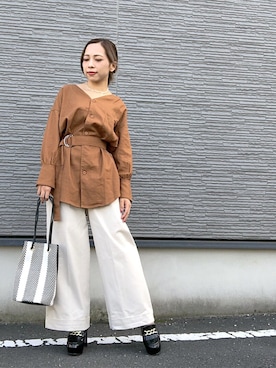 「Daniel Wellington（ダニエルウェリントン）の販売終了クラシックペティット アッシュフィールド32mm（アナログ腕時計）」を使った、Machiさん（レディース・150cm）の秋コーディネート