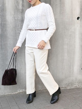 「Daniel Wellington（ダニエルウェリントン）の販売終了クラシックペティット アッシュフィールド32mm（アナログ腕時計）」を使った、Machiさん（レディース・150cm）の冬コーディネート