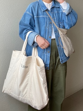 「LENO（リノ）のアイテム（デニムジャケット）」を使った、rikoさん（レディース・158cm）の春コーディネート