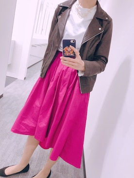 「OLIVE des OLIVE（オリーブデオリーブ）のアイテム（ライダースジャケット）」を使った、y u r i @さん（レディース・169cm）の秋コーディネート