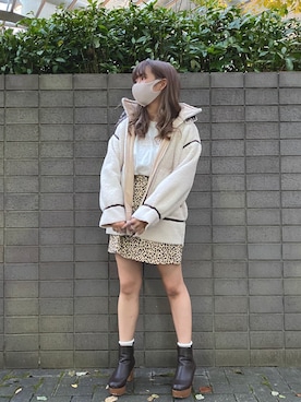 「秋のマイ旬スタイル」｜「アイテム（ムートンコート）」を使った、Rio【 骨スト / ブルベ夏 】さん（レディース・163cm）の秋コーディネート