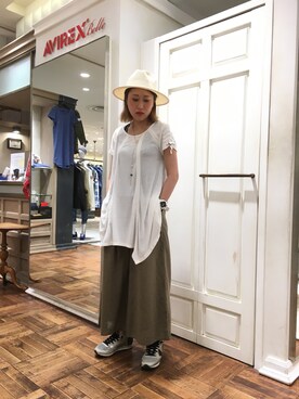 「AVIREX（アヴィレックス）のアイテム（チュニック）」を使った、Yukieさん（レディース・156cm）の春コーディネート