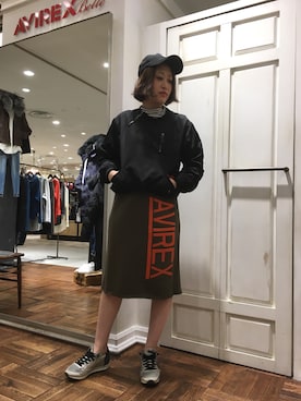 「アイテム（ミリタリージャケット）」を使った、Yukieさん（レディース・156cm）の秋コーディネート