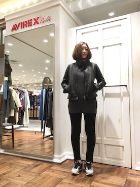 「アイテム（ライダースジャケット）」を使った、Yukieさん（レディース・156cm）の秋コーディネート