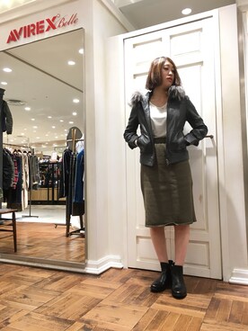 「AVIREX（アヴィレックス）のアイテム（チュニック）」を使った、Yukieさん（レディース・156cm）の秋コーディネート