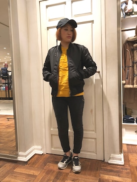 「アイテム（ミリタリージャケット）」を使った、Yukieさん（レディース・156cm）の冬コーディネート