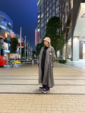 「アイテム（シャツワンピース、グレー系）」を使った、Yukieさん（レディース・156cm）の夏コーディネート