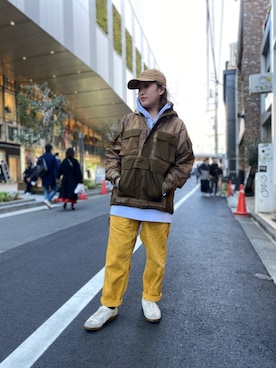 「アイテム（ミリタリージャケット）」を使った、Yukieさん（レディース・156cm）の春コーディネート