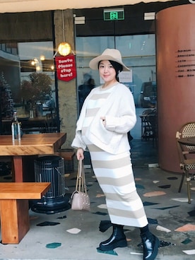 「MERCURYDUO（マーキュリーデュオ）のアイテム（帽子）」を使った、CAICAI的阿宝头さん（レディース・158cm）の冬コーディネート