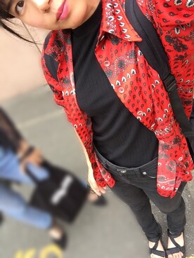 「Yves Saint Laurent（イヴサンローラン）のアイテム（口紅/リップティント/グロス）」を使った、理沙さん（レディース・152cm）の夏コーディネート