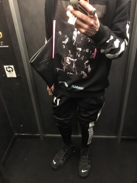 「OFF-WHITE」｜「アイテム（スウェット）」を使った、MASAさん（メンズ・172cm）の冬コーディネート