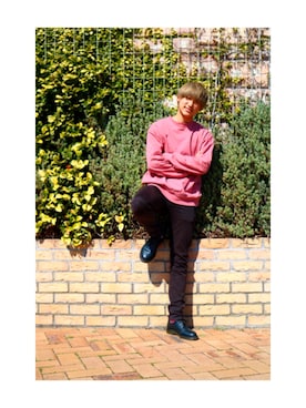 「UNIQLO（ユニクロ）のアイテム（パンツ、ブラック系）」を使った、宮内慧人(KEITO)さん（メンズ・172cm）の春コーディネート