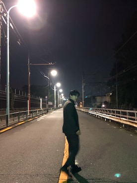 「UNIQLO（ユニクロ）のアイテム（ジャケット/アウター、ブラック系）」を使った、宮内慧人(KEITO)さん（メンズ・172cm）の秋コーディネート