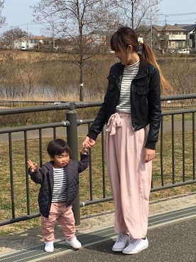 ライダースジャケットを使った ピンクコーデ のキッズ人気ファッションコーディネート Wear